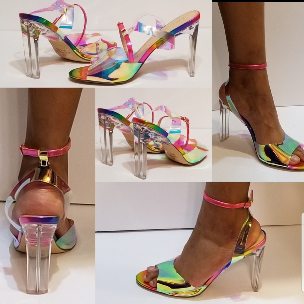 Ankle Strapped Lucite Transparent Sandals